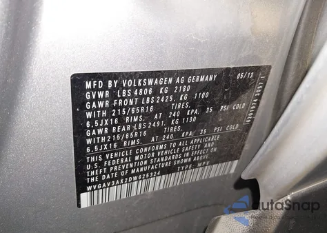 2013 Volkswagen Tiguan S z USA, uszkodzony, nr VIN WVGAV3AX2DW625324